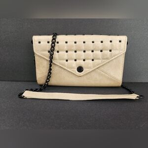Rebecca Minkoff Small Crossbody | light beige/cream with black studs